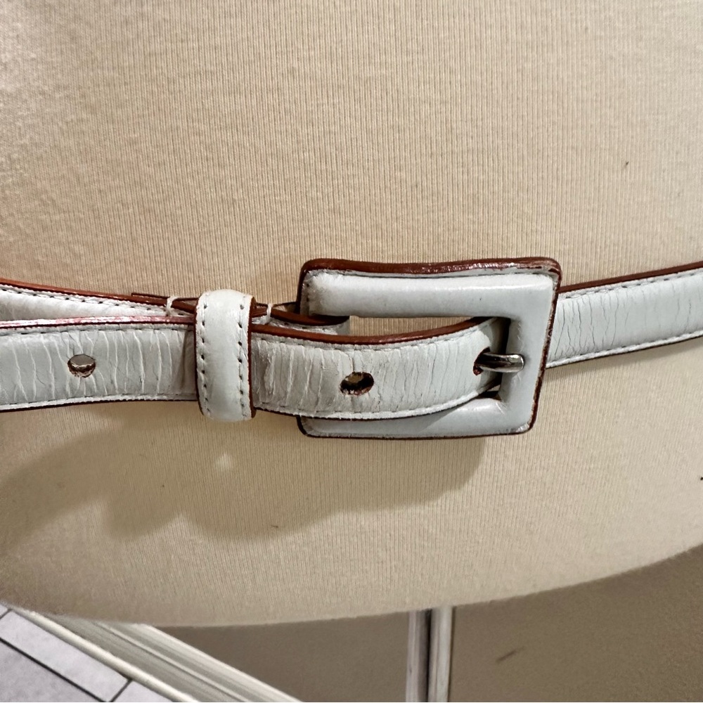 TreVero White and Tan Genuine Leather Belt TreVero Vintage Vintage - Picture 7 of 15